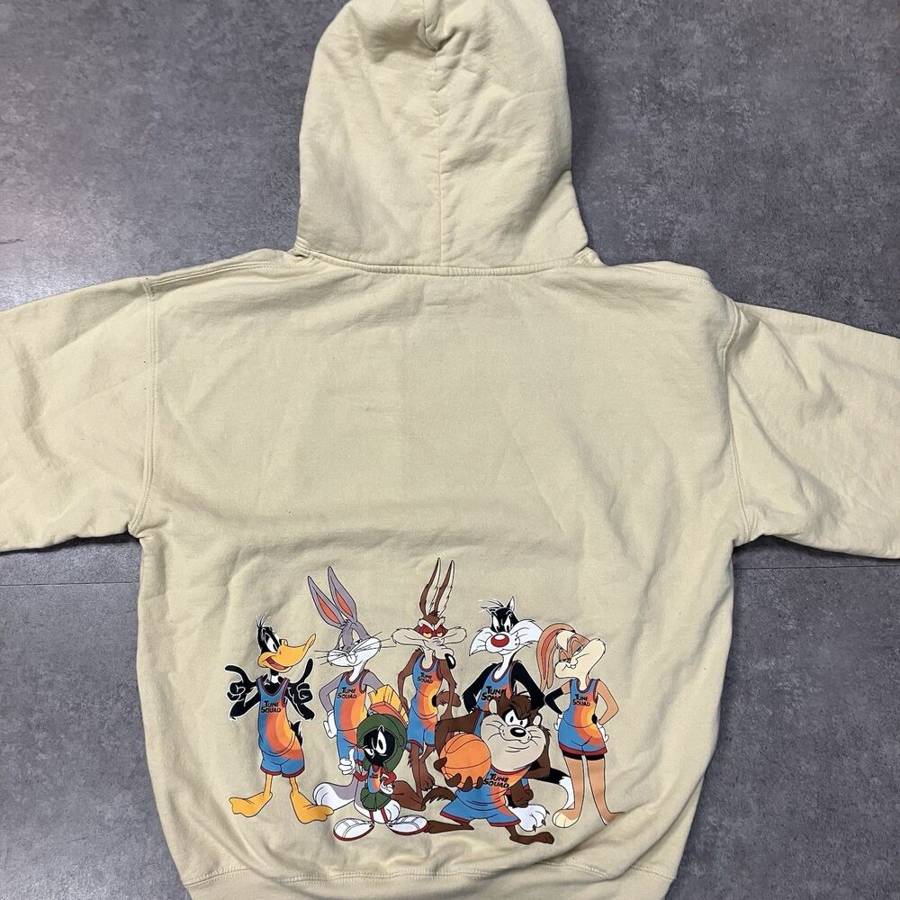 Space Jam A New Legacy Mens Sz Med Hoodie Sweatshirt Cream Tune Squad No String